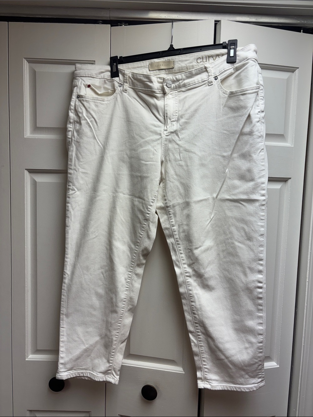 Slink Women's White Cropped Jeans - Curvy Fit 20W